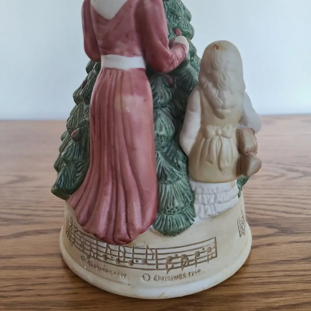 Claire Burke Holiday Music Box Oh Christmas Tree Mother & Child Decorating Tree